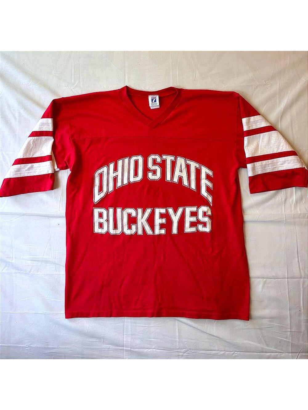 VTG 80s Ohio State Buckeyes Logo 7 Jersey T-Shirt Single Stitch Made in USA - Picture 2 of 6